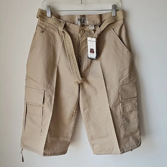 Men's Tan Cargo Shorts - Picture 3 of 5